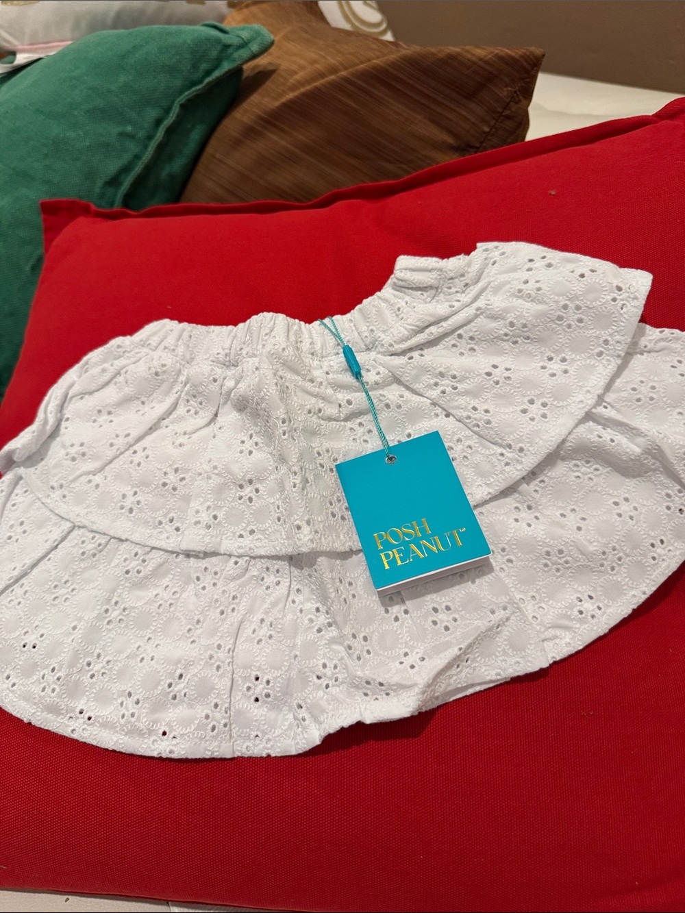 Posh Peanut White Eyelet Ruffle Skirt